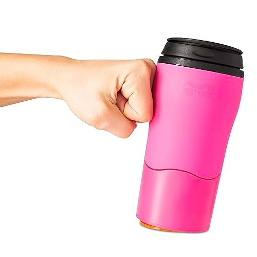 Mighty Mug Plastic Travel Mug, No Spill Double Wall Tumbler, Cold/Hot, Cup-Holder Friendly, Dishwasher Safe, (Pink, 12oz) - Image 1
