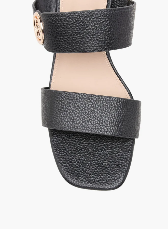 Flora Bella By Shoexpress Women's Monogram Accent Blocked Heel Slip-On Sandals
