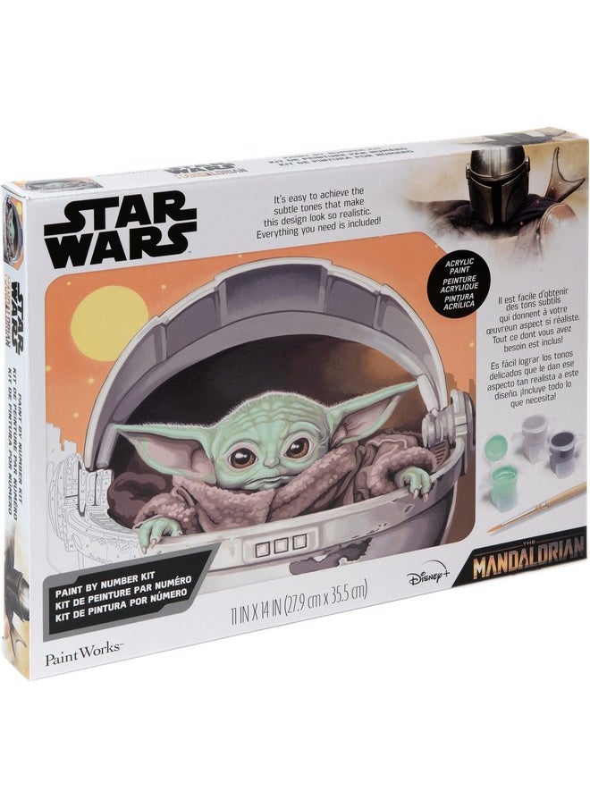 Dimensions - Paintworks Grogu Star Wars Paint By Number Kit For Adults And Kids Finished Project 14" X 11" Multicolor 15 Piece - Image 1