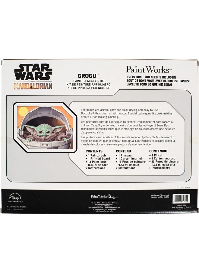 Dimensions - Paintworks Grogu Star Wars Paint By Number Kit For Adults And Kids Finished Project 14" X 11" Multicolor 15 Piece - Image 1