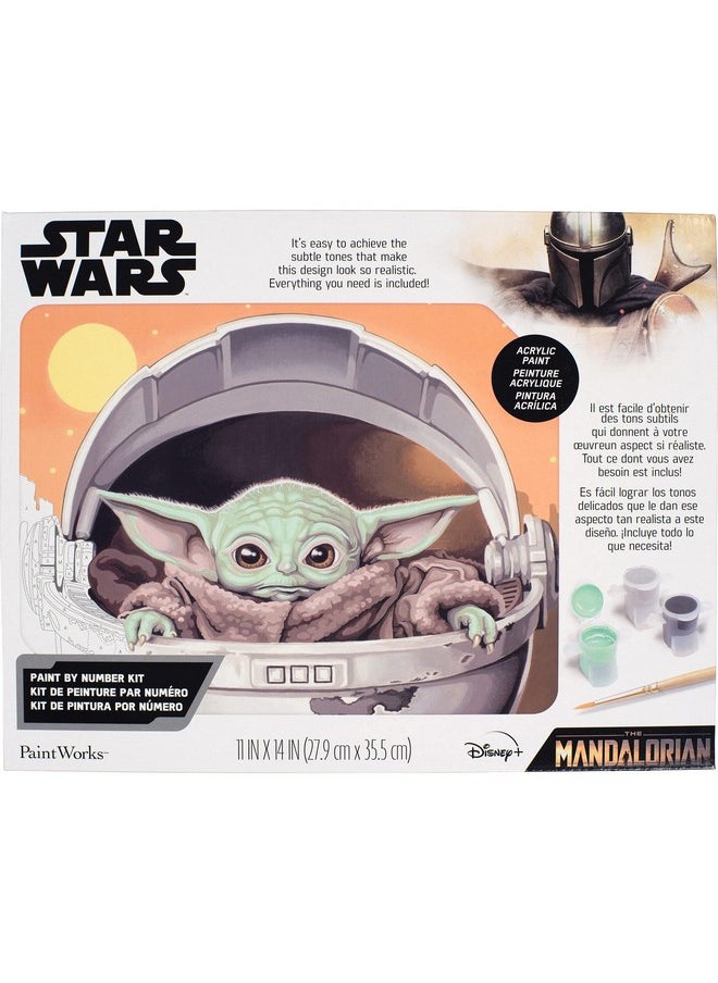 Dimensions - Paintworks Grogu Star Wars Paint By Number Kit For Adults And Kids Finished Project 14" X 11" Multicolor 15 Piece - Image 1