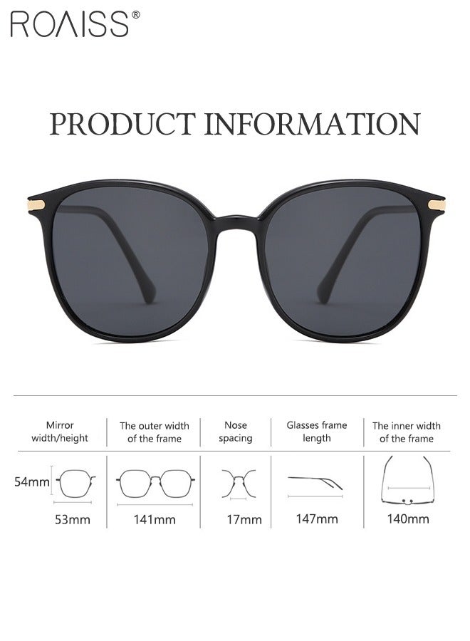 roaiss Women's Polarized Large Frame Sunglasses, UV400 Protection Round Sunglasses with Heart Pattern, Pearl Decorated Temples, Stylish Anti-glare Eyewear for Street Photography - Image 3
