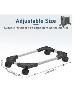Mobile CPU Stand Adjustable Computer Tower Stand with 4 Caster Wheels Fits Most PC, CPU Rolling Stand, Mobile PC Holder with Locking Caster Wheels Black