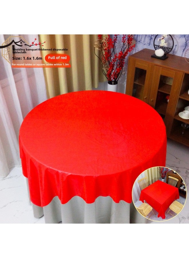 Disposable Tablecloth Wedding Red Thickened Wedding Banquet For Housewarming Wedding Wedding Round Table Square Table Countryside Banquet Tablecloth-Color:1.6m Full Of Red 10 Sheets [upgraded To Thicker Version] Single Piece Extraction - Image 1
