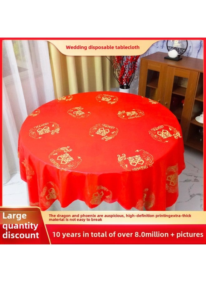 Disposable Tablecloth Wedding Red Thickened Wedding Banquet For Housewarming Wedding Wedding Round Table Square Table Countryside Banquet Tablecloth-Color:1.6m Full Of Red 10 Sheets [upgraded To Thicker Version] Single Piece Extraction - Image 2