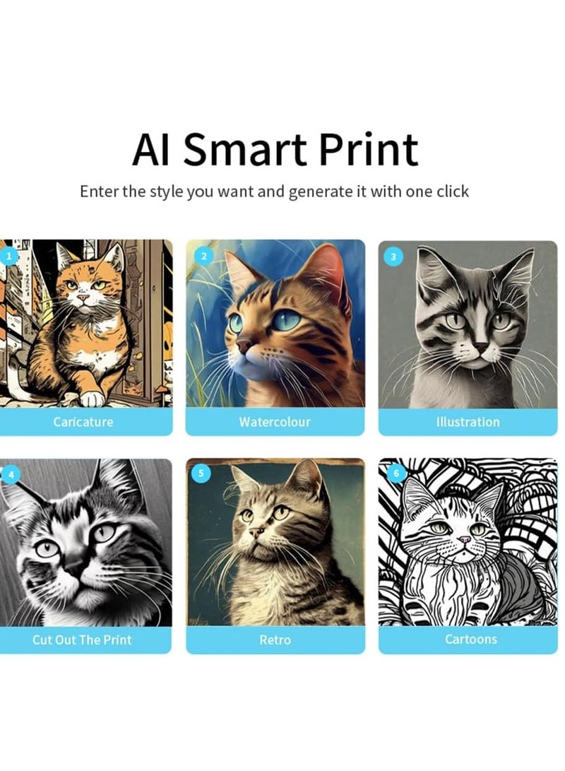 Mini Printer,Mini Pocket Printer Portable Thermal Instant Photo Printing Label Maker Machine BT Wireless Connect Compatible with Android or iOS APP Support Receipt Label Memo Sticker Notes Lists - Image 4