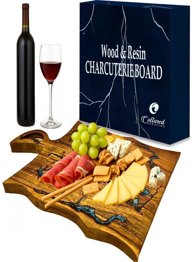 Cultured Creation - Charcuterie Board – Acacia Wood and Resin Cheese Board - Grazing Platter and Serving Tray for Entertaining - Wedding & Housewarming Gift - Image 2