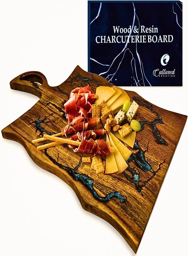 Cultured Creation - Charcuterie Board – Acacia Wood and Resin Cheese Board - Grazing Platter and Serving Tray for Entertaining - Wedding & Housewarming Gift - Image 1