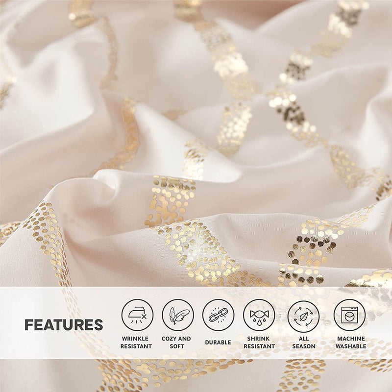 Comfort Spaces Vivian Comforter Set Ultra Soft All Season Lightweight Modern Geometric Glam Metallic Print Bedding, Matching Sham, Decorative Pillow, Twin/Twin XL, Geometric Blush/Gold - Image 5