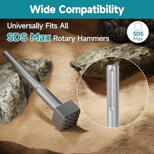 YOSIGHT 16 Tips SDS Max Bushing Tool Bit, 9-1/2 in. x 1-3/4 in. Square Head Round Shank Alloy Steel Drill Bit Concrete Roughness Coating Remove Bushing Bit for Rotary Hammer, Brick Wall, Stone - Image 4