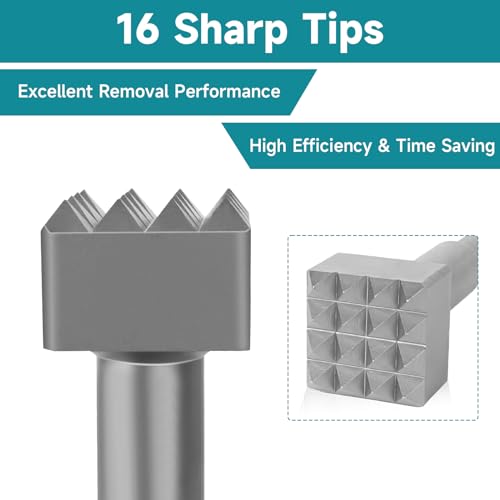 YOSIGHT 16 Tips SDS Max Bushing Tool Bit, 9-1/2 in. x 1-3/4 in. Square Head Round Shank Alloy Steel Drill Bit Concrete Roughness Coating Remove Bushing Bit for Rotary Hammer, Brick Wall, Stone - Image 3