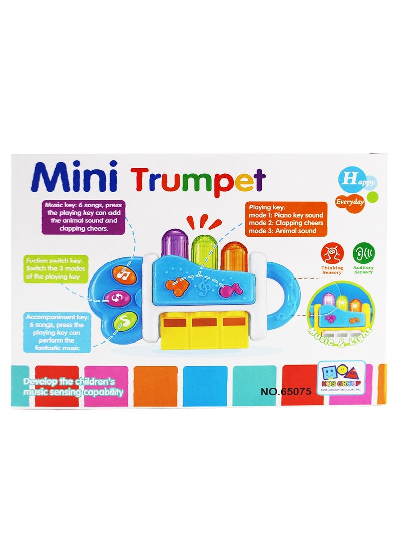UKR - UKR Mini Musical Toy Trumpet for Toddlers – Baby Music Instrument with Lights & Sound | Educational Toy for Boys & Girls | Kids Music Toy for Early Learning (Yellow) | Fun Interactive Trumpet Toy for Toddlers & Preschoolers - Image 1