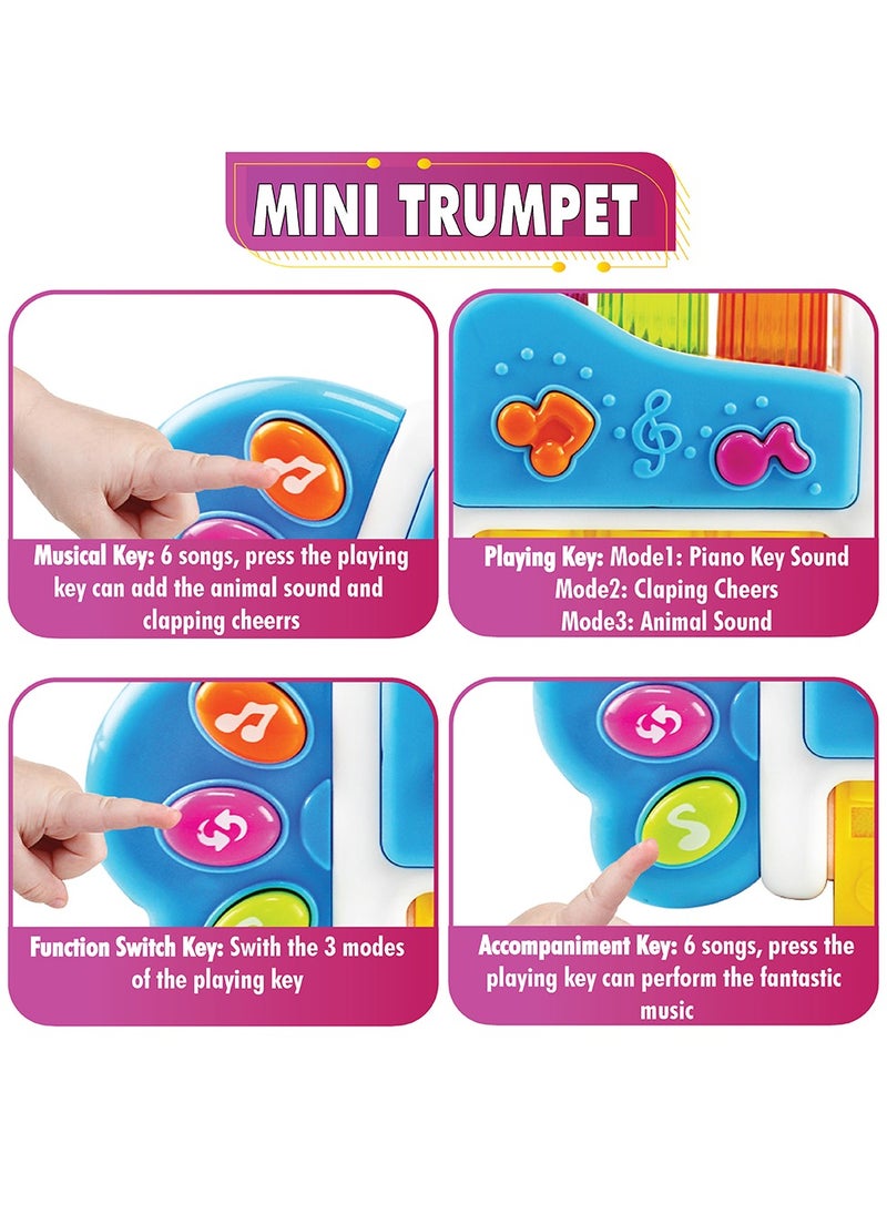 UKR - UKR Mini Musical Toy Trumpet for Toddlers – Baby Music Instrument with Lights & Sound | Educational Toy for Boys & Girls | Kids Music Toy for Early Learning (Yellow) | Fun Interactive Trumpet Toy for Toddlers & Preschoolers - Image 1