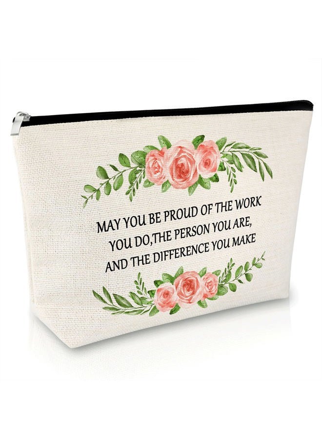 Sfodiary Thank You Gift Makeup Bags Inspirational Gift for Women Cosmetic Bag Appreciation for Employee Volunteer Coworker Leaving Gift Birthday Gift for Her Christmas Gift Travel Cosmetic Pouch, - Image 1