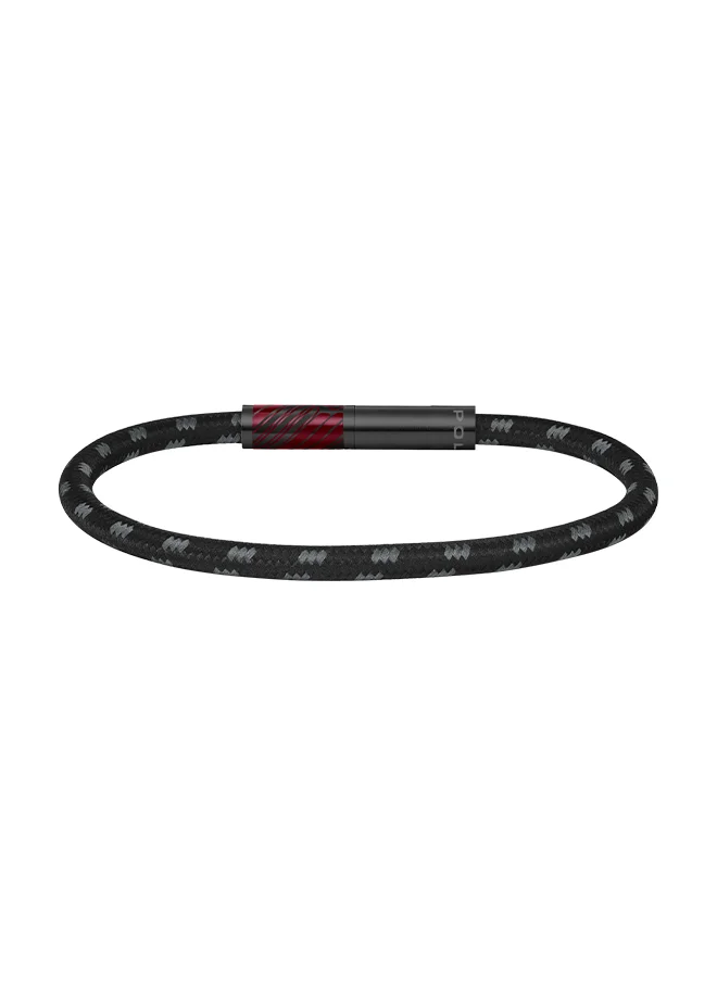 بوليس Police Plaint Black Cord With Black And Red Motif Gents Bracelet - PEAGB0033202