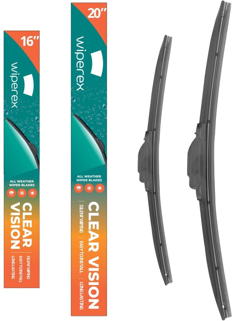 ويبيركس WiperEX 20" + 16" Wiper Blades – Silent, Streak-Free, Anti-Lift, Durable Natural Rubber Pair (Pack of 2) - Image 1