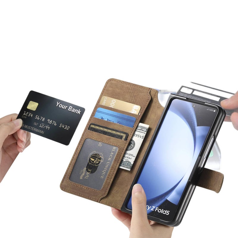 غطاء MagSafe بملمس جلد لـ Samsung Galaxy Z Fold 7 باللون بنفسجي مغناطيسي بوظيفة حامل مع مغناطيس قوي وحماية من السقوط مع مقاوم للصدمات مع حامل قائم مع حامل بطاقات للطاولة - Image 4