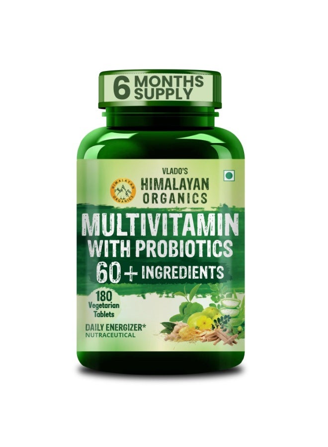 Himalayan Organics Multivitamin with Probiotic 60+Ingredients - 180 Veg Tablets - Image 1