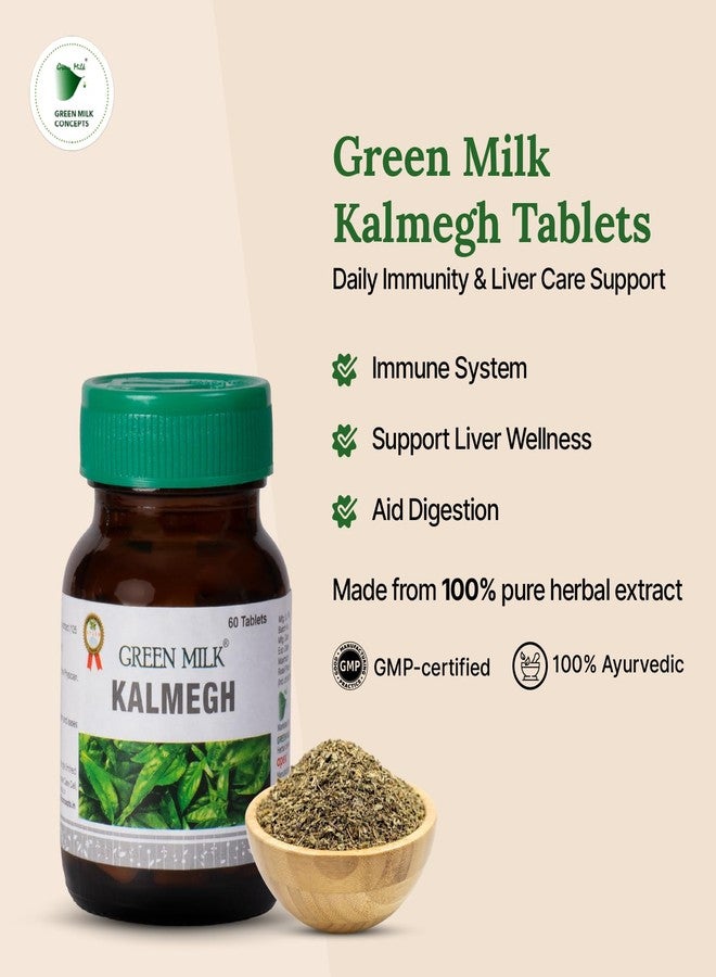 Green Milk Kalmegh Tablets | Ayurvedic Liver Detox & Immunity Support Supplement | Supports Liver Cleansing, Digestion & Metabolic Balance | Helps Improve Immunity, Detox & Digestive Comfort | Herbal Kalmegh Wellness Formula | 60 Tablets - Image 2