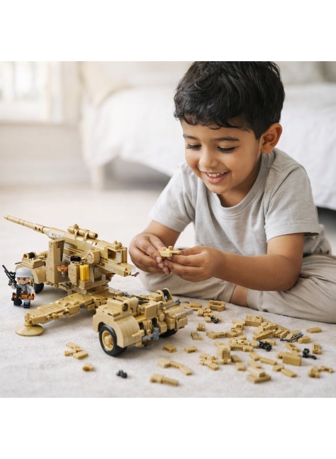 Qman Large Defense Cannon Building Set with Movable Platform – 829 Pieces with 3X Minifigures – For Kids Age 6+ - Image 2