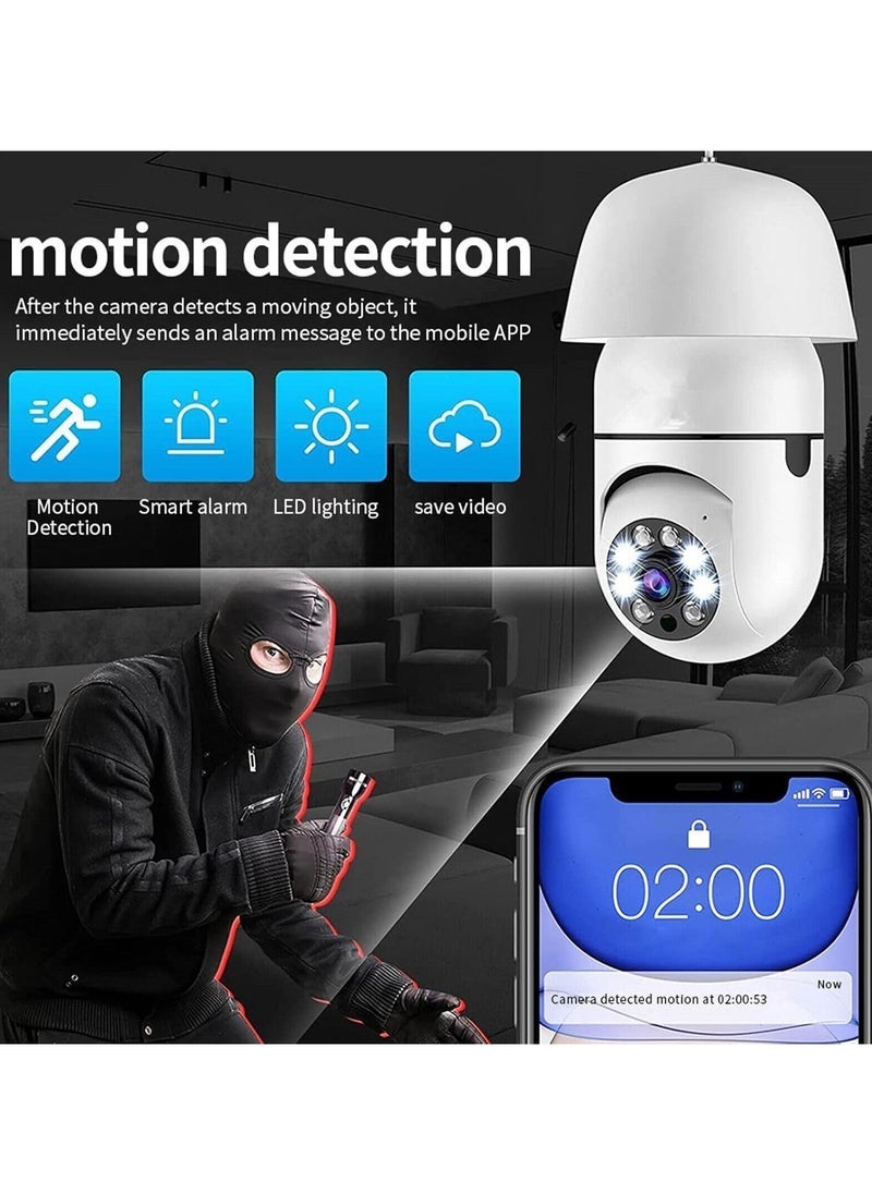 ELTRAZONE WiFi Panorama Camera & Wireless Outdoor CCTV Monitor – 1080P 2MP WiFi Smart Camera with Night Vision, Motion Detection, 2-Way Talk, Easy Installation, APP Remote Monitor, Smart Home Security Light Bulb Camera - Image 4
