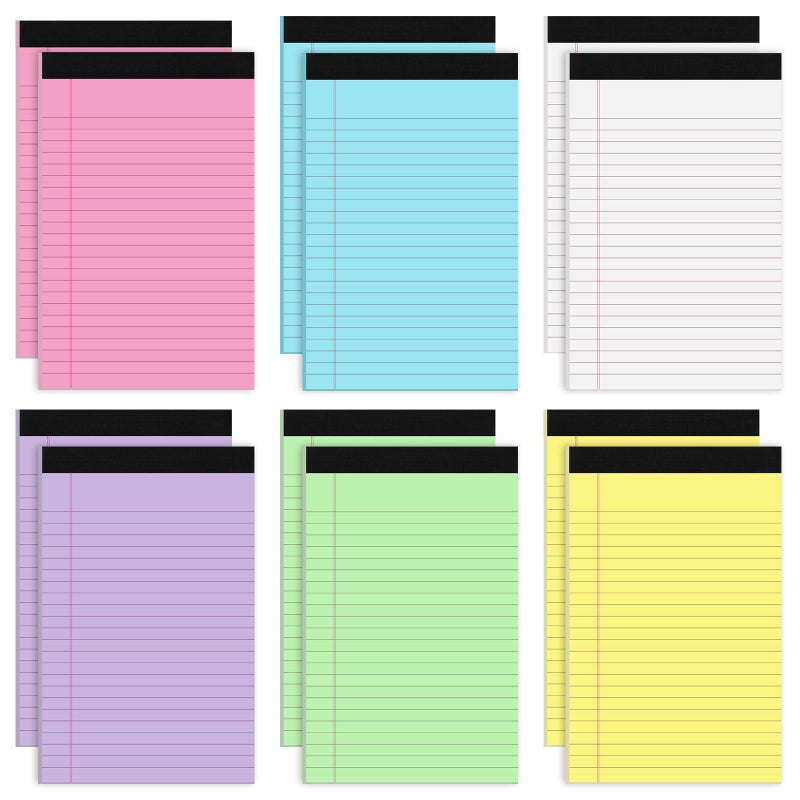 Thboxes 12 Packs Legal Pads 5x8, Totally 360 Sheets Colored Legal Pads 5x8 College Ruled Writing Pads Small Note Pads 30 Sheets/Pad Tablets Lined Notepad for School, Office, To-Do Lists - Image 1