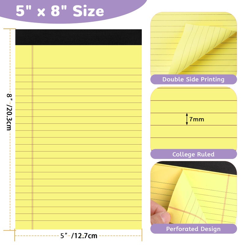 Thboxes 12 Packs Legal Pads 5x8, Totally 360 Sheets Colored Legal Pads 5x8 College Ruled Writing Pads Small Note Pads 30 Sheets/Pad Tablets Lined Notepad for School, Office, To-Do Lists - Image 3