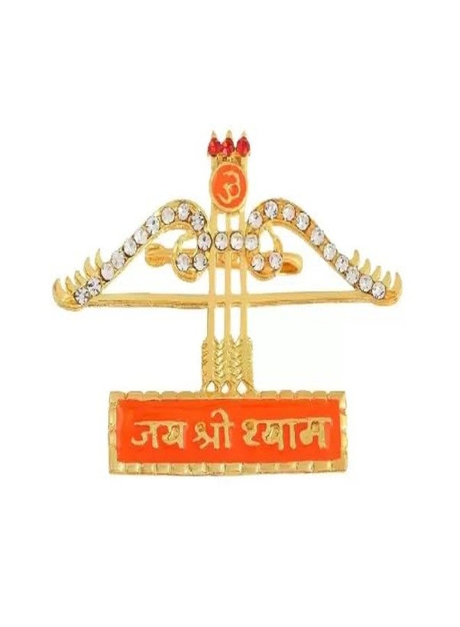 Adhvik Unisex Metal Diamond Nug Engraved/Studed Hare Ka Sahara Baba Khatu Shyam Hamara Lord Jai Shree Shyam Ji Teen Baan Dhanush Lapel Pin Brooch For Wedding, Parties And Functions - Image 1