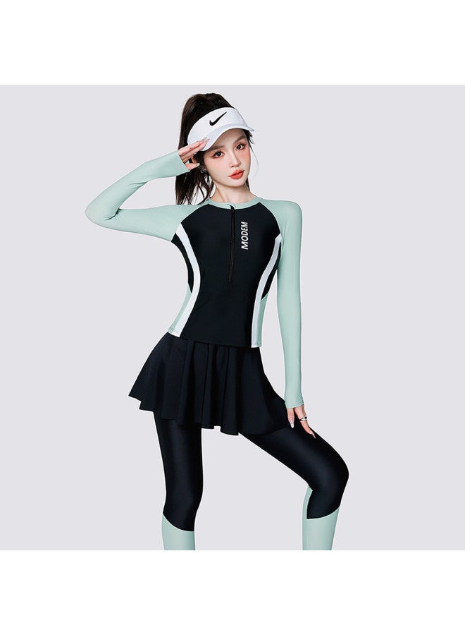 YouYou Women's Swimsuit Two-piece Conservative High-end Slimming Long Sleeve Long Pants Hot Spring Surfing Swimwear For Women - Image 3