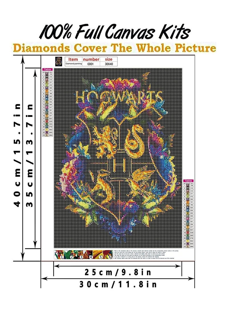SYOSI DIY 5D Diamond Painting by Number Kits 12X16", Kids and Adults Paint Diamonds Full Kit, Painting Cross Stitch, DIY Diamond Art Painting for Wall Decorations (Harry Potter and Hogwarts) - Image 3