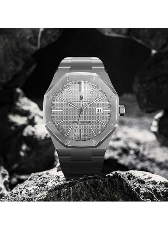 Sapphero Watch for Men Stainless Steel Mens Watches Waterproof Analog Quartz Movement Wrist Watch Gifts for Men - Image 4