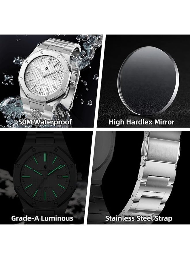Sapphero Watch for Men Stainless Steel Mens Watches Waterproof Analog Quartz Movement Wrist Watch Gifts for Men - Image 5