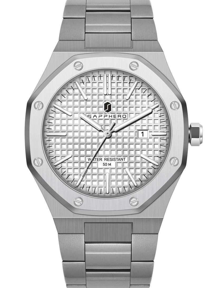 Sapphero Watch for Men Stainless Steel Mens Watches Waterproof Analog Quartz Movement Wrist Watch Gifts for Men - Image 1