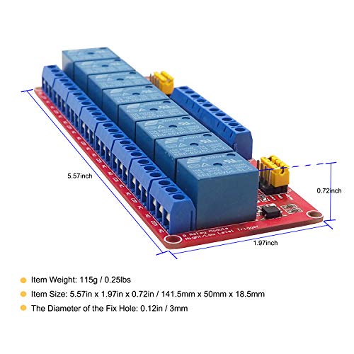 VOGURTIME 8 Channel 5V Relay Module with Optocoupler Isolation Support High and Low Level Red Board - Image 5