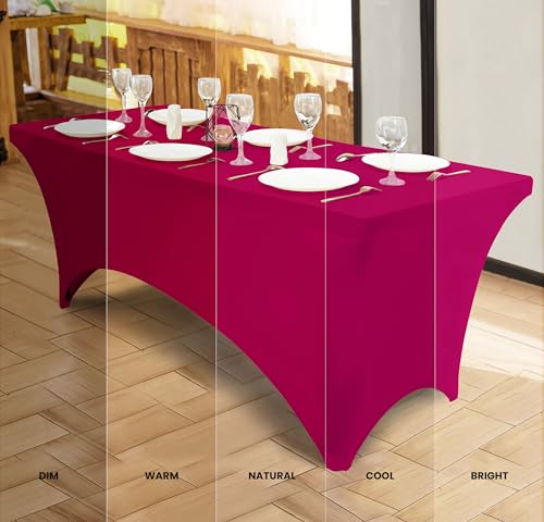 Utopia Kitchen Spandex Tablecloth 2 Pack [6FT, Fuchsia] Tight, Fitted, Washable and Wrinkle Resistant Stretch Table Cloth Rectangle Cover for Trade Show, Weddings & Parties [72Lx30Wx30H Inch] - Image 4