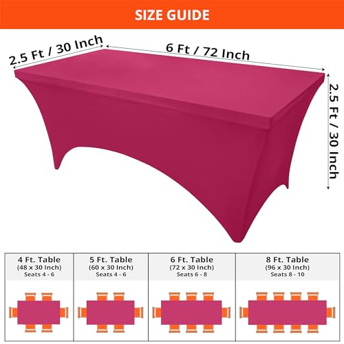Utopia Kitchen Spandex Tablecloth 2 Pack [6FT, Fuchsia] Tight, Fitted, Washable and Wrinkle Resistant Stretch Table Cloth Rectangle Cover for Trade Show, Weddings & Parties [72Lx30Wx30H Inch] - Image 2