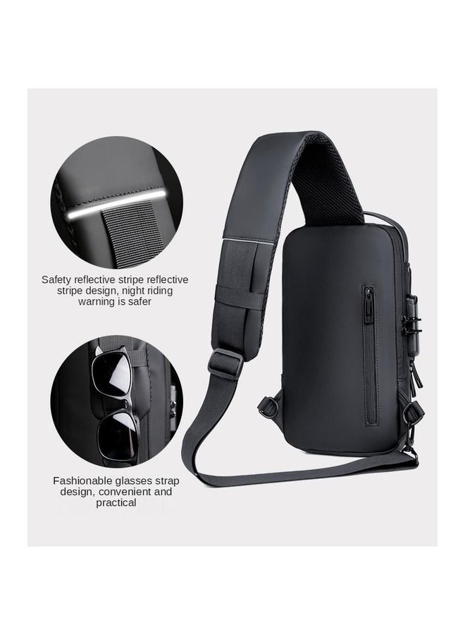 Generic Chest Bag Sling Bag Crossbody Bag Men's Shoulder Bag with USB Charging Port Password Protection Travel Hiking Waterproof Bag  - Image 5