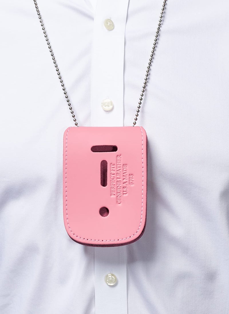 Perfect Fit Shield Wallets Pink Leather Badge Holder & ID Wallet with 30" Necklace Chain and Belt Loop, Law Enforcement & Security Badge, Fits Shield, Star, Round, & Oval Badges for Professionals - Image 5