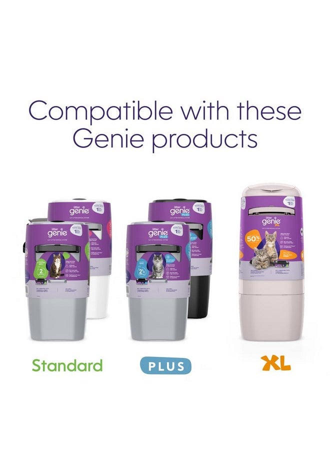Litter Genie Refill Bags (4-Pack) | Multi-Layers of Odor-Barrier Technology | 1 Square Refill Cartridge Lasts Up to 2 Months Per Cat