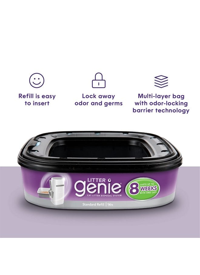 Litter Genie Refill Bags (4-Pack) | Multi-Layers of Odor-Barrier Technology | 1 Square Refill Cartridge Lasts Up to 2 Months Per Cat