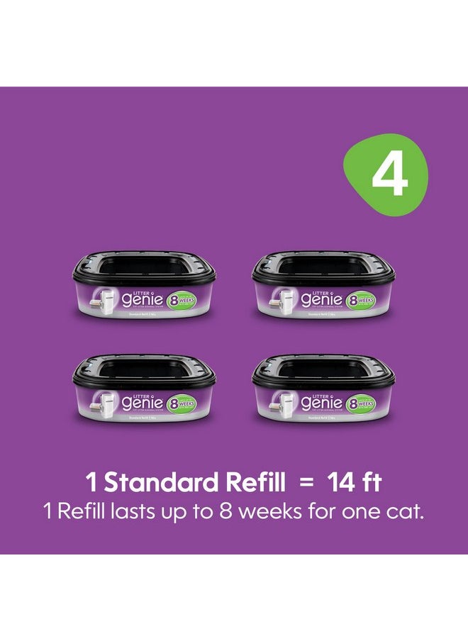 Litter Genie Refill Bags (4-Pack) | Multi-Layers of Odor-Barrier Technology | 1 Square Refill Cartridge Lasts Up to 2 Months Per Cat
