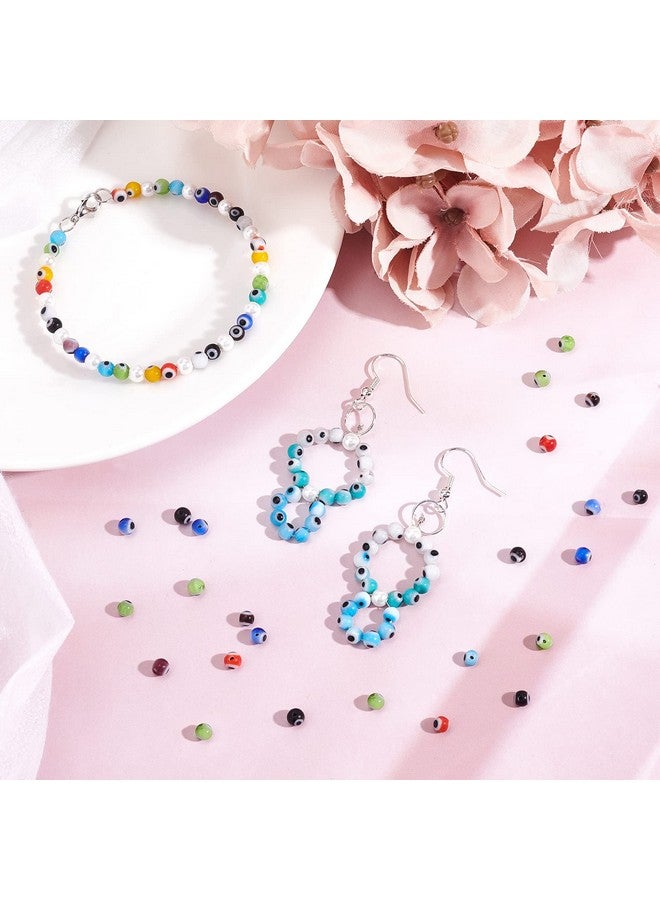 NBEADS 1 Strand 4mm Random Mixed Color Handmade Evil Eye Lampwork Beads Round Glass Beads DIY Crafts Evil Eye Charms for Bracelet Jewelry Making, About 96pcs/Strand - Image 2