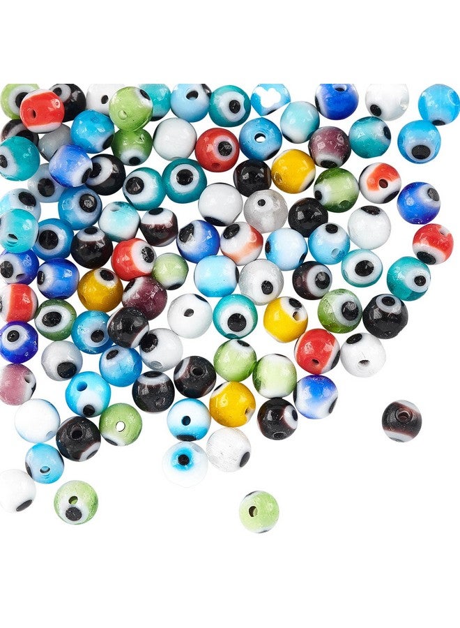 NBEADS 1 Strand 4mm Random Mixed Color Handmade Evil Eye Lampwork Beads Round Glass Beads DIY Crafts Evil Eye Charms for Bracelet Jewelry Making, About 96pcs/Strand - Image 1