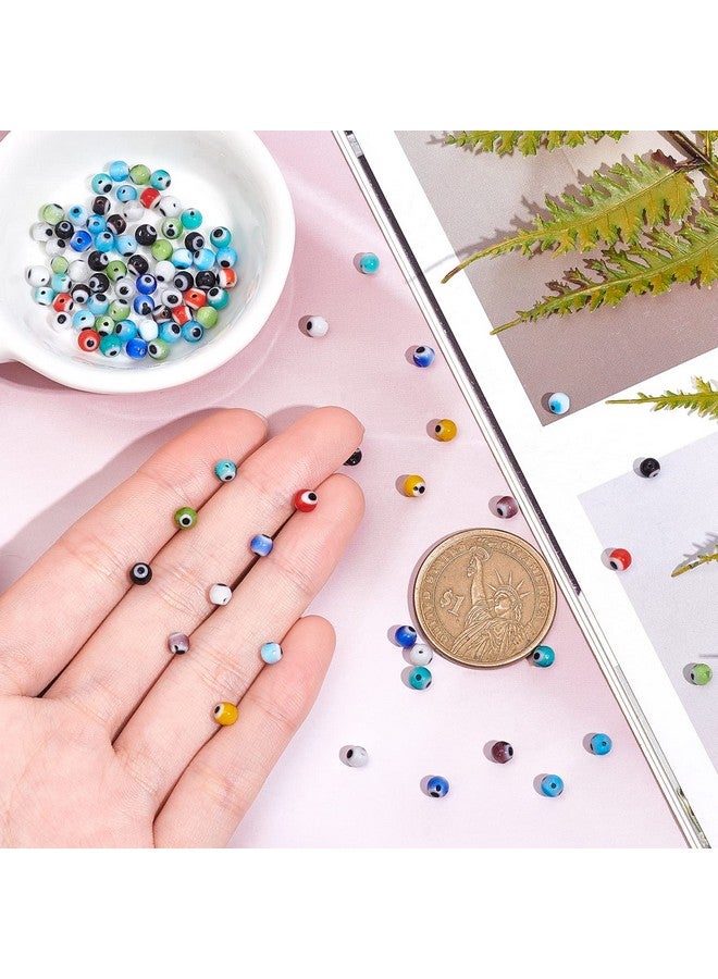 NBEADS 1 Strand 4mm Random Mixed Color Handmade Evil Eye Lampwork Beads Round Glass Beads DIY Crafts Evil Eye Charms for Bracelet Jewelry Making, About 96pcs/Strand - Image 4