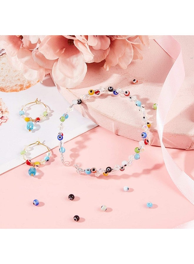 NBEADS 1 Strand 4mm Random Mixed Color Handmade Evil Eye Lampwork Beads Round Glass Beads DIY Crafts Evil Eye Charms for Bracelet Jewelry Making, About 96pcs/Strand - Image 3