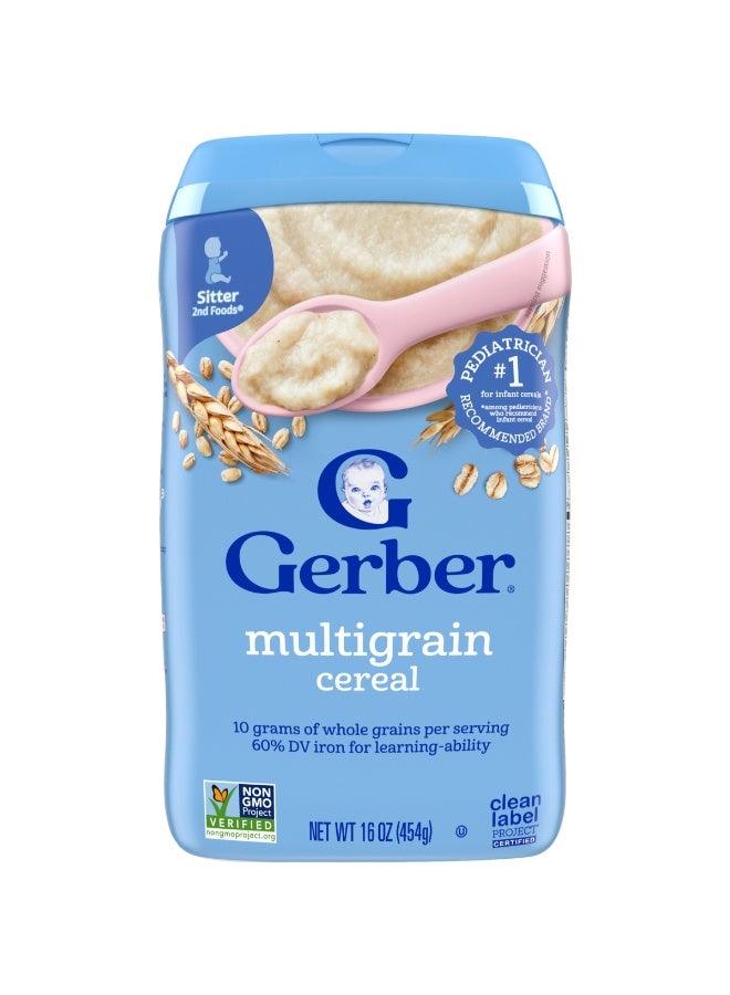 Gerber 2nd Foods Cereal For Baby Grain & Grow Baby Cereal Multigrain 16 Oz - Image 1