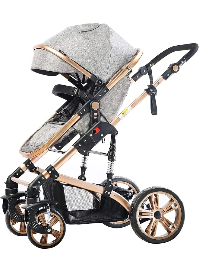 erorex 3In1 Pram Stroller Sleeping Bassinet Extra Wide Seat Wide Canopy 360° Rotating Wheels Fully - Image 1