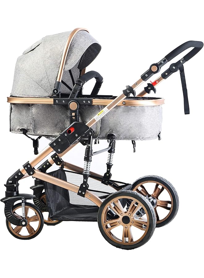 erorex 3In1 Pram Stroller Sleeping Bassinet Extra Wide Seat Wide Canopy 360° Rotating Wheels Fully - Image 2