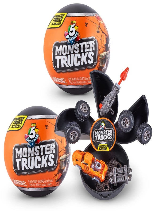 5 Surprise Monster Trucks Series 1 (2 Pack) by ZURU, Miniature Mystery Collectible Capsules, Mini Toy Truck, Battle Toys for Boys, Kids, Teens - Image 1