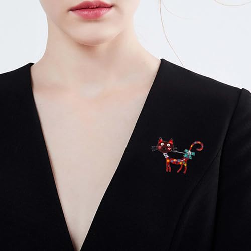 FFZDENA Enamel Pins, Fun Cat Red Brooch Pin for Women, Stylish Badges for Bags and Sarees, Unique Gift for Collectors and Fashion Lovers - Image 3